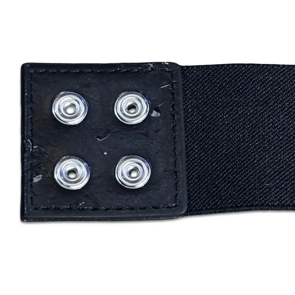 Vintage Black Elastic Faceted Stone‎ Waist Belt Statement Studded Stretch Cinch
